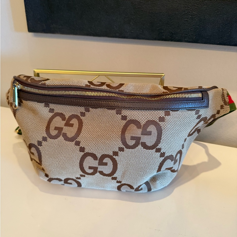 Gucci supreme jumbo GG belt bag in tan cloth